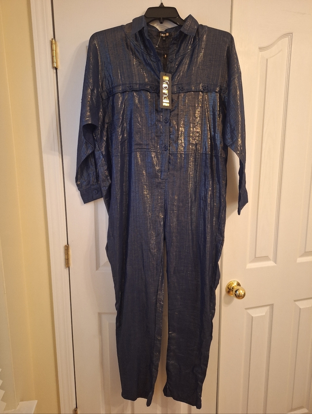 Suze Kondi Navy Shimmery Jumpsuit Size S